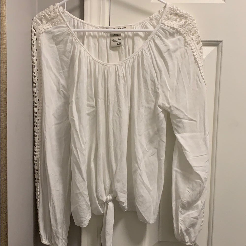 White blouse with lace detail